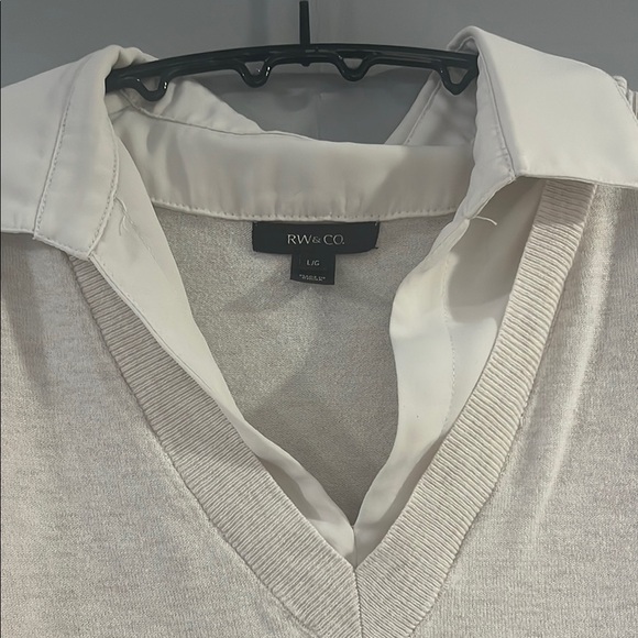 RW&CO. Cream Long Sleeve Notched Collar Blouse - Picture 2 of 5